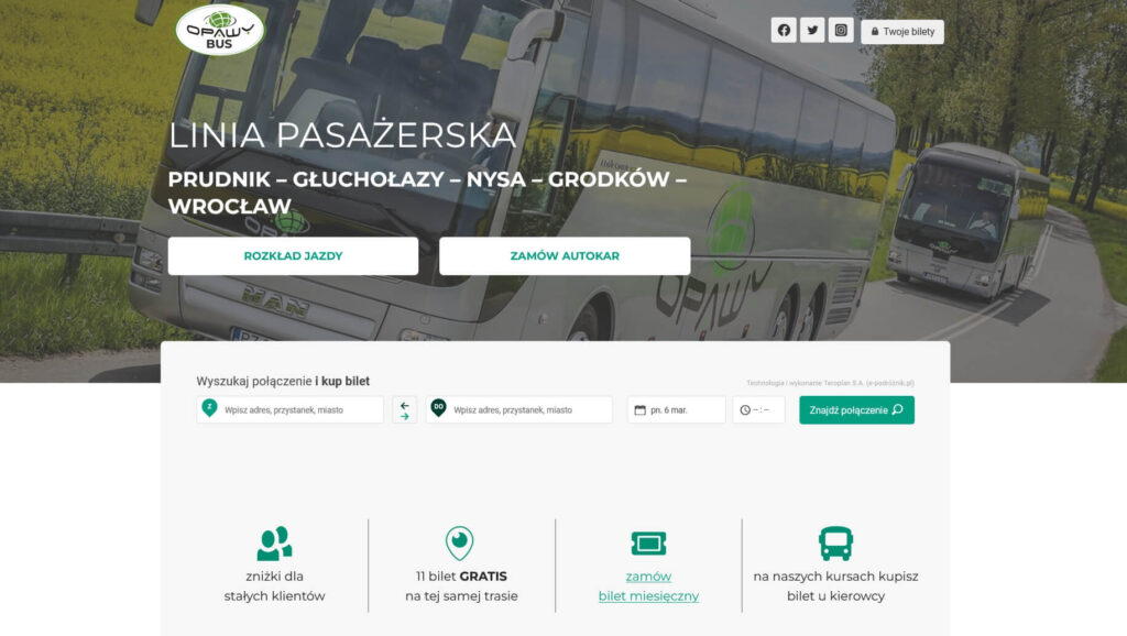 Strona internetowa Autokarowa linia pasażerska Opawy Bus Strona internetowa Autokarowa linia pasażerska Opawy Bus
