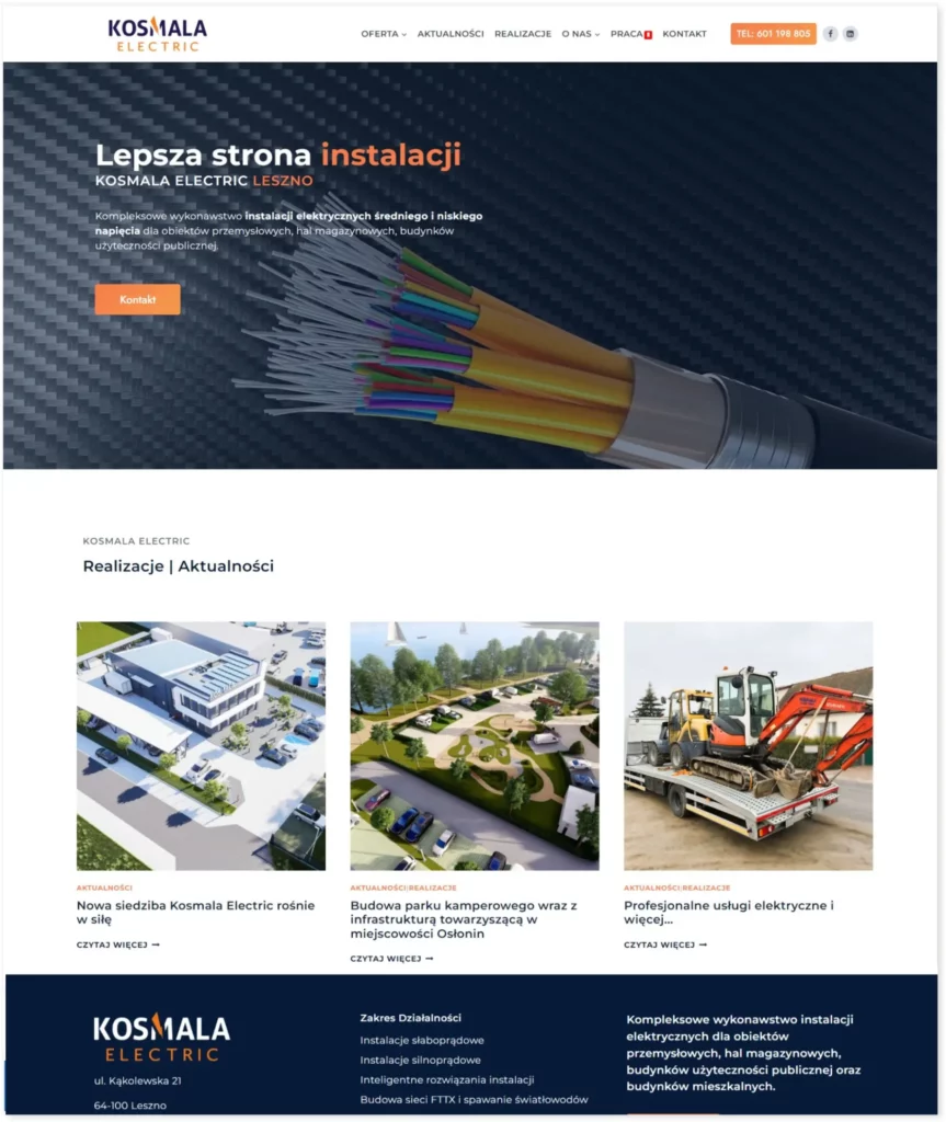 trona internetowa – KOSMALA ELECTRIC instalacje elektryczne Leszno strona internetowa kosmala electric leszno