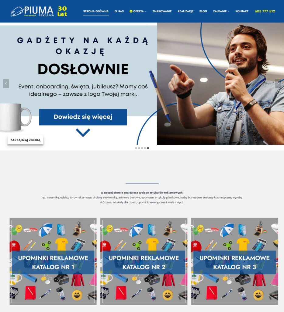 Strona internetowa Piuma Reklama Opole