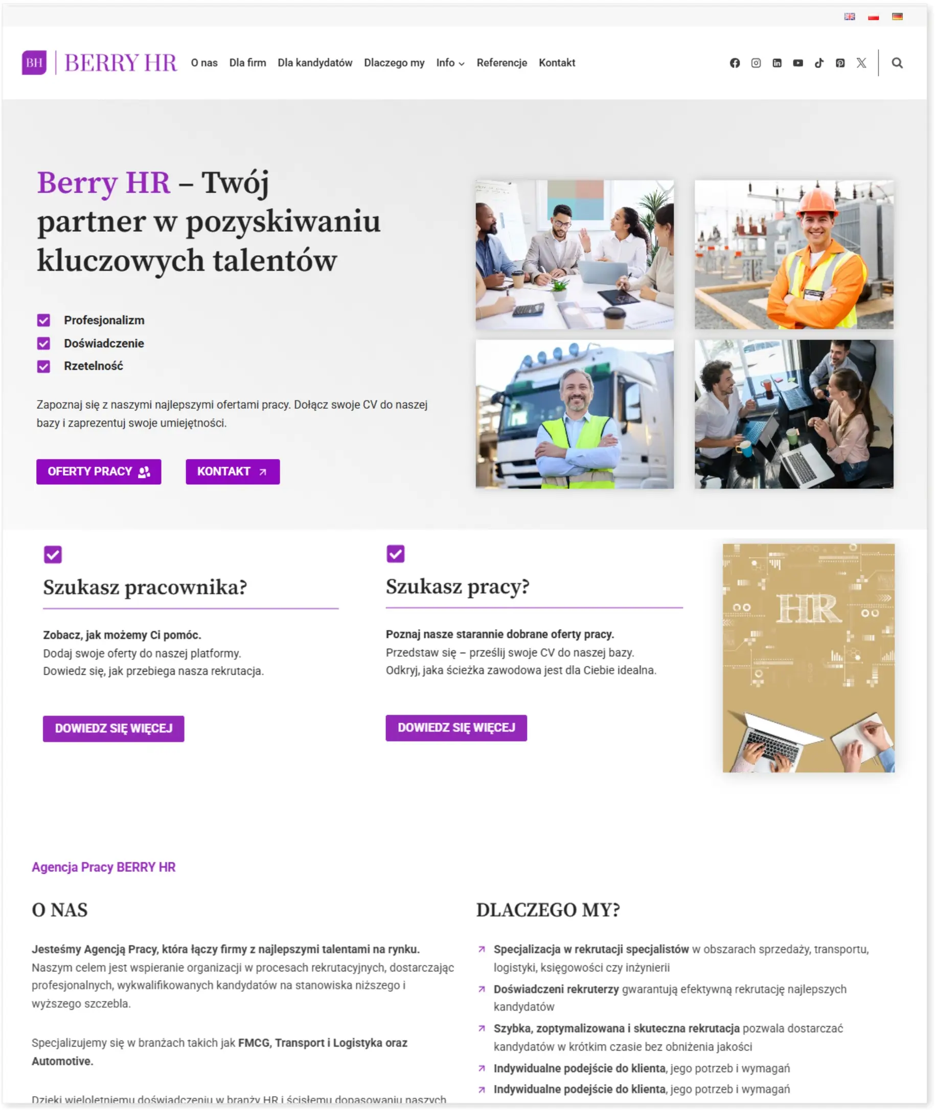 strona internetowa Agencja Pracy BERRY HR