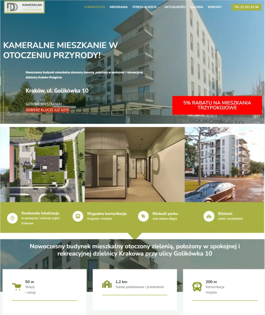 Strona internetowa nieruchomości Kameralna Golikówka Strona internetowa nieruchomości Kameralna Golikówka