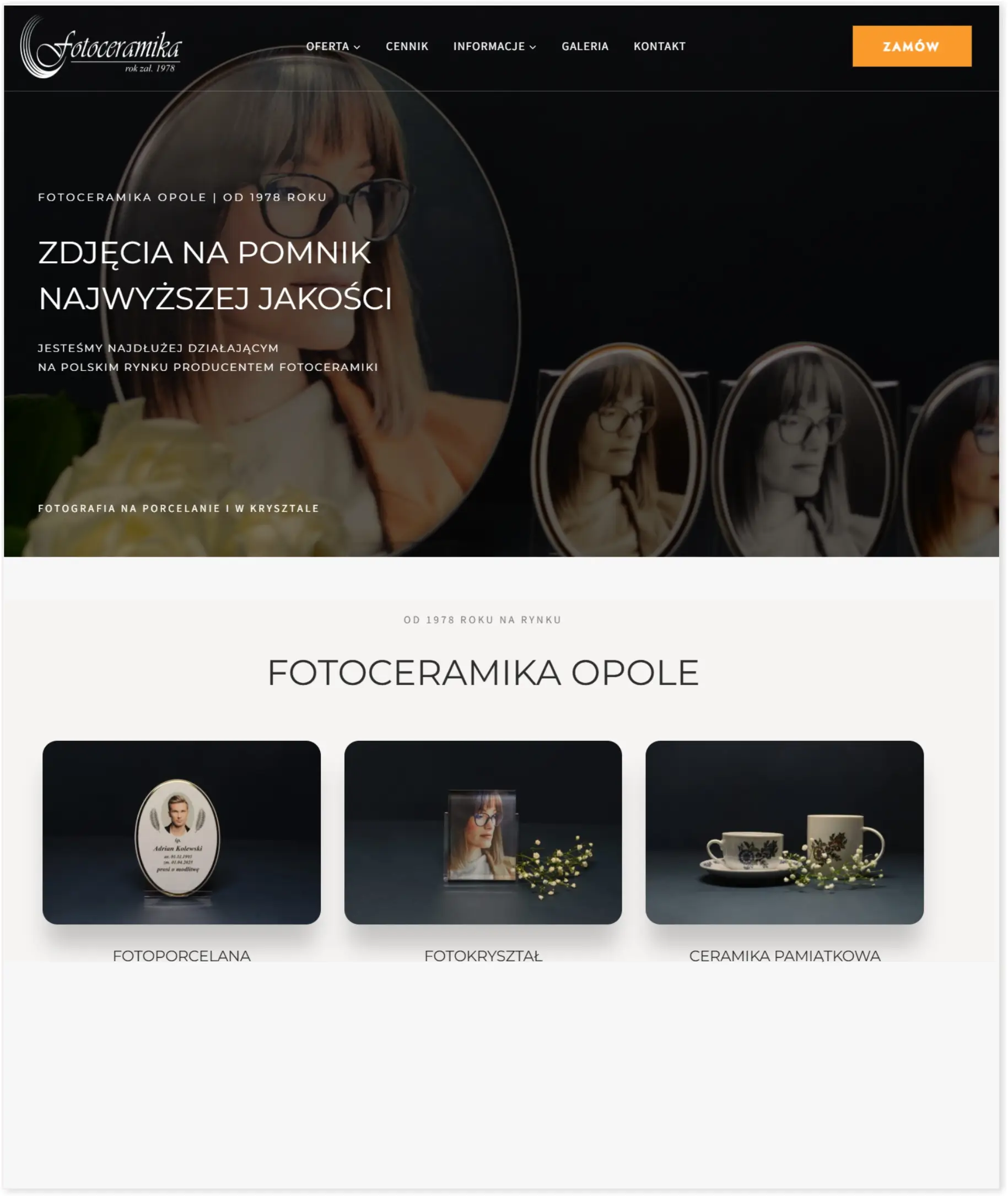 Strona internetowa Fotoceramika Opole